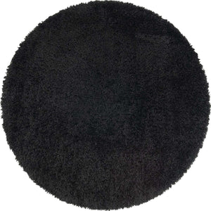 Onyx Black 6' 7 x 6' 7 Infinity Shag Round Area Rug Thick Soft Touch Fluffy & Plush Shaggy Pile 100% Polypropylene With Jute Backing Solid Color Minimalist Carpet for Sale at Rug Engine