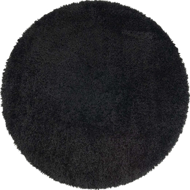 Onyx Black 6' 7 x 6' 7 Infinity Shag Round Area Rug Thick Soft Touch Fluffy & Plush Shaggy Pile 100% Polypropylene With Jute Backing Solid Color Minimalist Carpet for Sale at Rug Engine