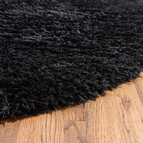 Onyx Black 6' 7 x 6' 7 Infinity Shag Round Area Rug Thick Soft Touch Fluffy & Plush Shaggy Pile 100% Polypropylene With Jute Backing Solid Color Minimalist Carpet for Sale at Rug Engine