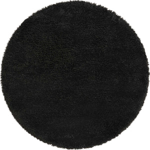 Onyx Black 6' 1 x 6' 1 Infinity Shag Round Area Rug Thick Soft Touch Fluffy & Plush Shaggy Pile 100% Polypropylene With Jute Backing Solid Color Minimalist Carpet for Sale at Rug Engine