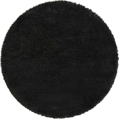 Onyx Black 6' 1 x 6' 1 Infinity Shag Round Area Rug Thick Soft Touch Fluffy & Plush Shaggy Pile 100% Polypropylene With Jute Backing Solid Color Minimalist Carpet for Sale at Rug Engine