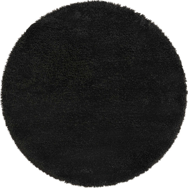 Onyx Black 6' 1 x 6' 1 Infinity Shag Round Area Rug Thick Soft Touch Fluffy & Plush Shaggy Pile 100% Polypropylene With Jute Backing Solid Color Minimalist Carpet for Sale at Rug Engine