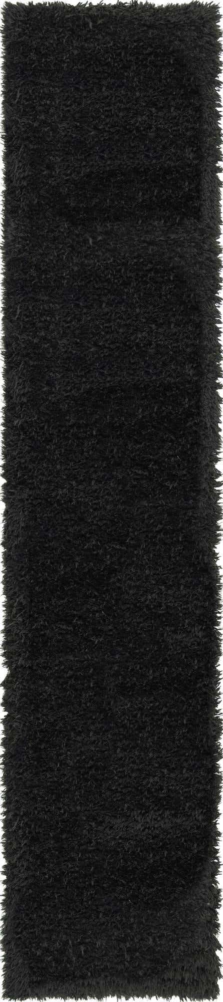 Onyx Black 2' 7 x 13' 1 Infinity Shag Runner Area Rug Thick Soft Touch Fluffy & Plush Shaggy Pile 100% Polypropylene With Jute Backing Solid Color Minimalist Carpet for Sale at Rug Engine