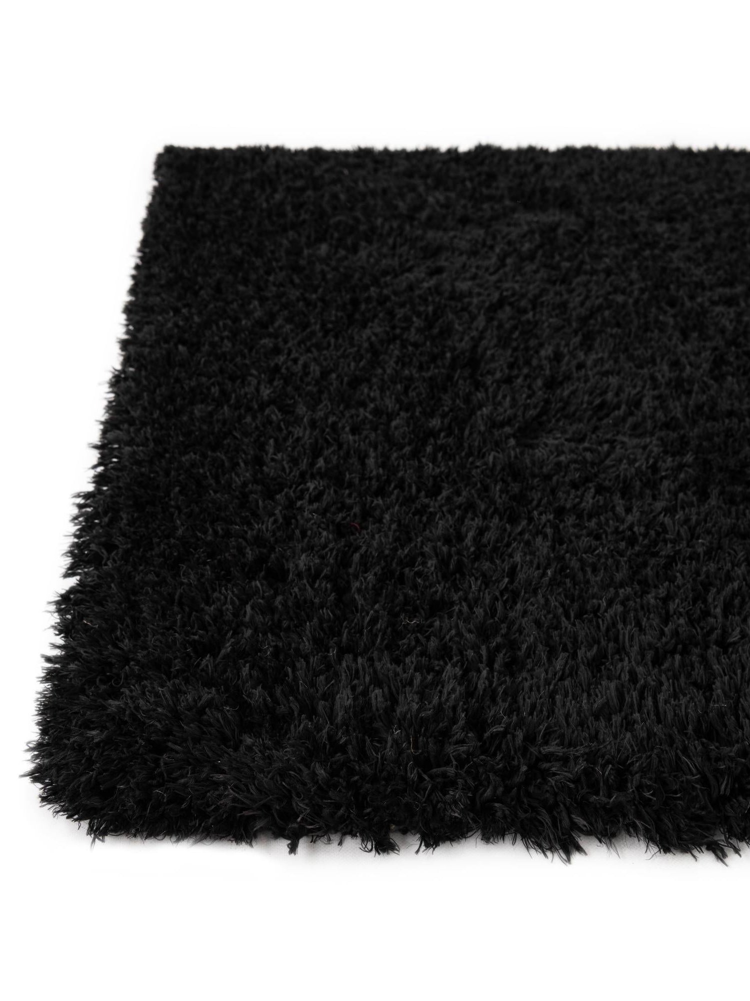 Onyx Black 2' 7 x 10' Infinity Shag Runner Area Rug Thick Soft Touch Fluffy & Plush Shaggy Pile 100% Polypropylene With Jute Backing Solid Color Minimalist Carpet for Sale at Rug Engine