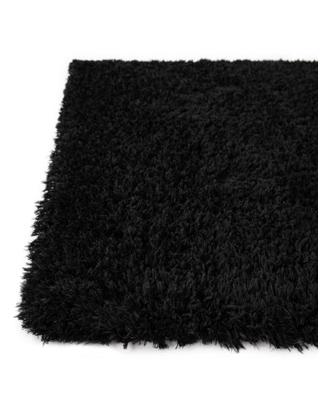 Onyx Black 2' 7 x 10' Infinity Shag Runner Area Rug Thick Soft Touch Fluffy & Plush Shaggy Pile 100% Polypropylene With Jute Backing Solid Color Minimalist Carpet for Sale at Rug Engine