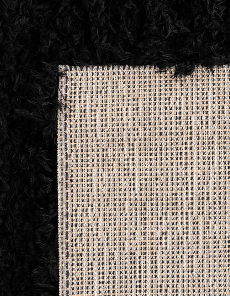Onyx Black 2' 7 x 10' Infinity Shag Runner Area Rug Thick Soft Touch Fluffy & Plush Shaggy Pile 100% Polypropylene With Jute Backing Solid Color Minimalist Carpet for Sale at Rug Engine