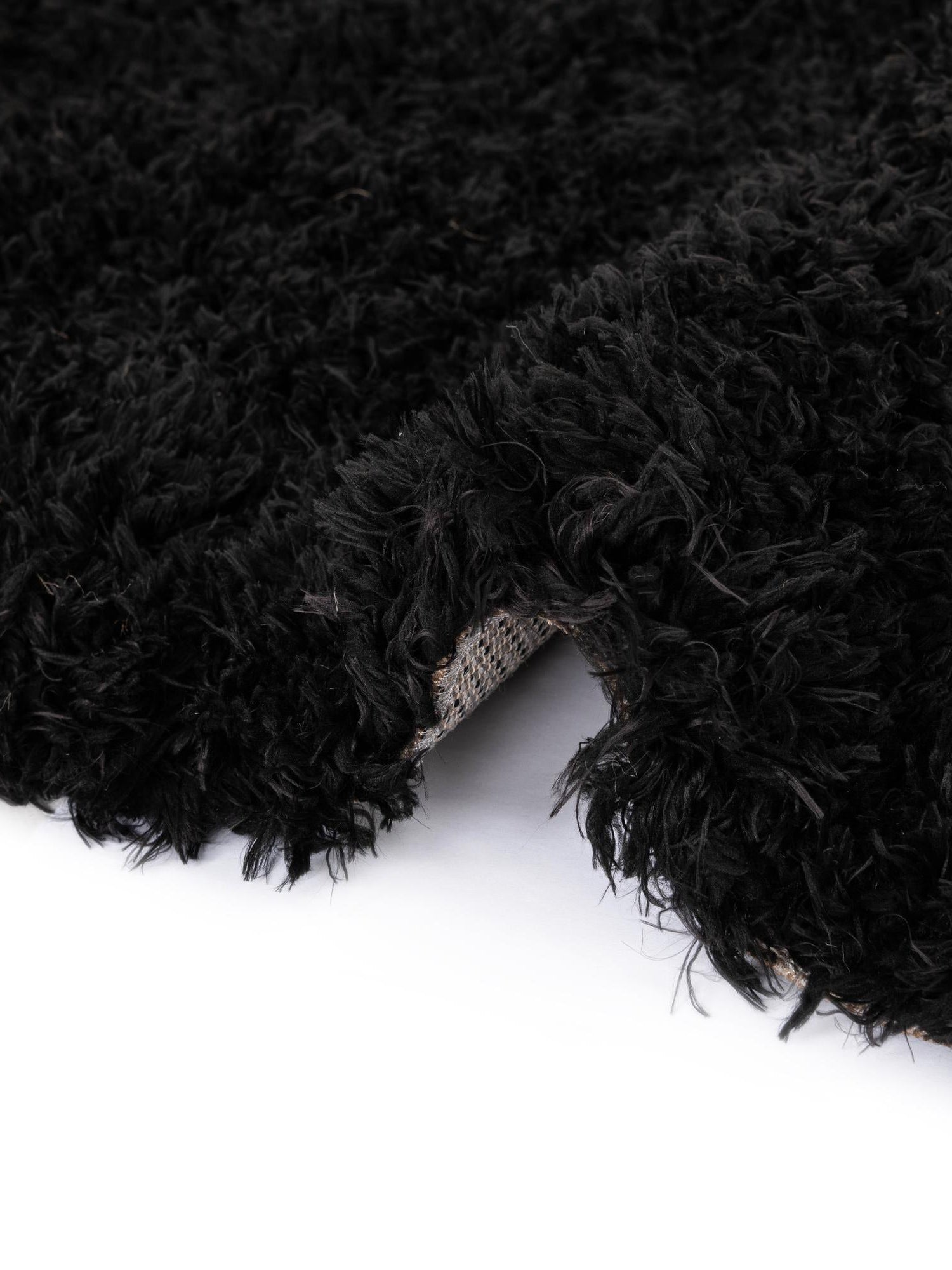 Onyx Black 2' 7 x 10' Infinity Shag Runner Area Rug Thick Soft Touch Fluffy & Plush Shaggy Pile 100% Polypropylene With Jute Backing Solid Color Minimalist Carpet for Sale at Rug Engine