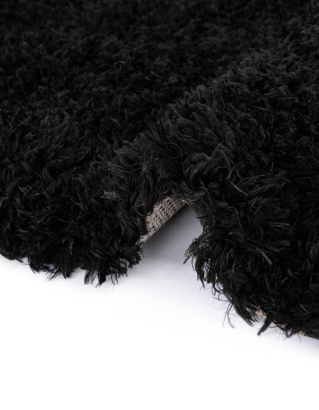 Onyx Black 2' 7 x 10' Infinity Shag Runner Area Rug Thick Soft Touch Fluffy & Plush Shaggy Pile 100% Polypropylene With Jute Backing Solid Color Minimalist Carpet for Sale at Rug Engine
