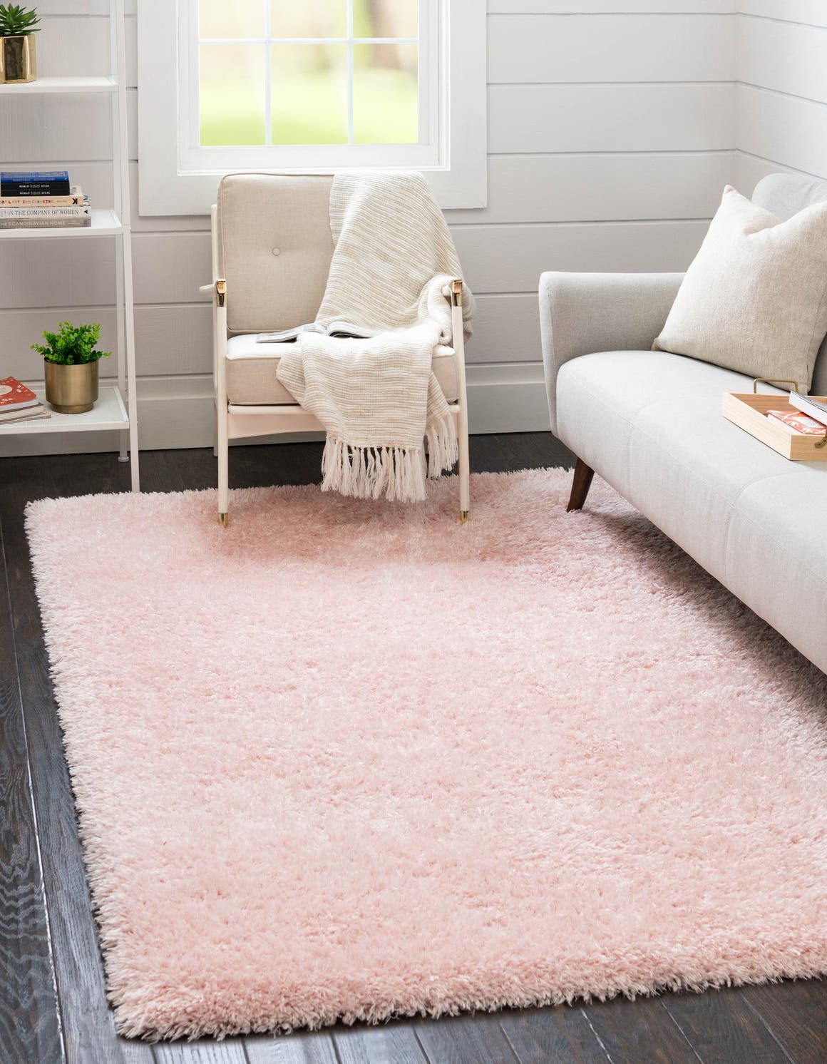 Pink Lace 6' 1 x 9' Infinity Shag Rectangle Area Rug Thick Soft Touch Fluffy & Plush Shaggy Pile 100% Polypropylene With Jute Backing Solid Color Minimalist Carpet for Sale at Rug Engine