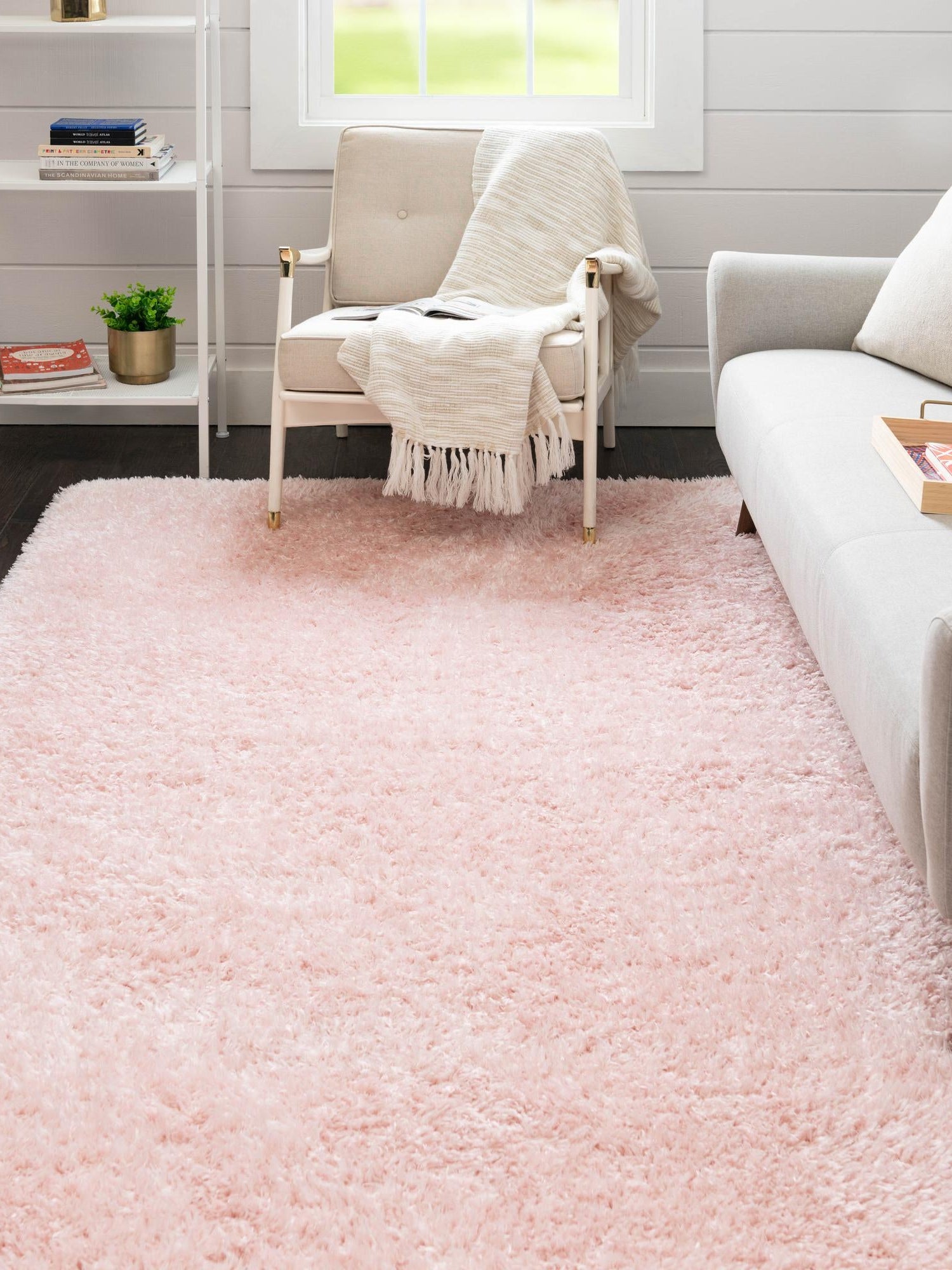 Pink Lace 9' x 12' Infinity Shag Rectangle Area Rug Thick Soft Touch Fluffy & Plush Shaggy Pile 100% Polypropylene With Jute Backing Solid Color Minimalist Carpet for Sale at Rug Engine