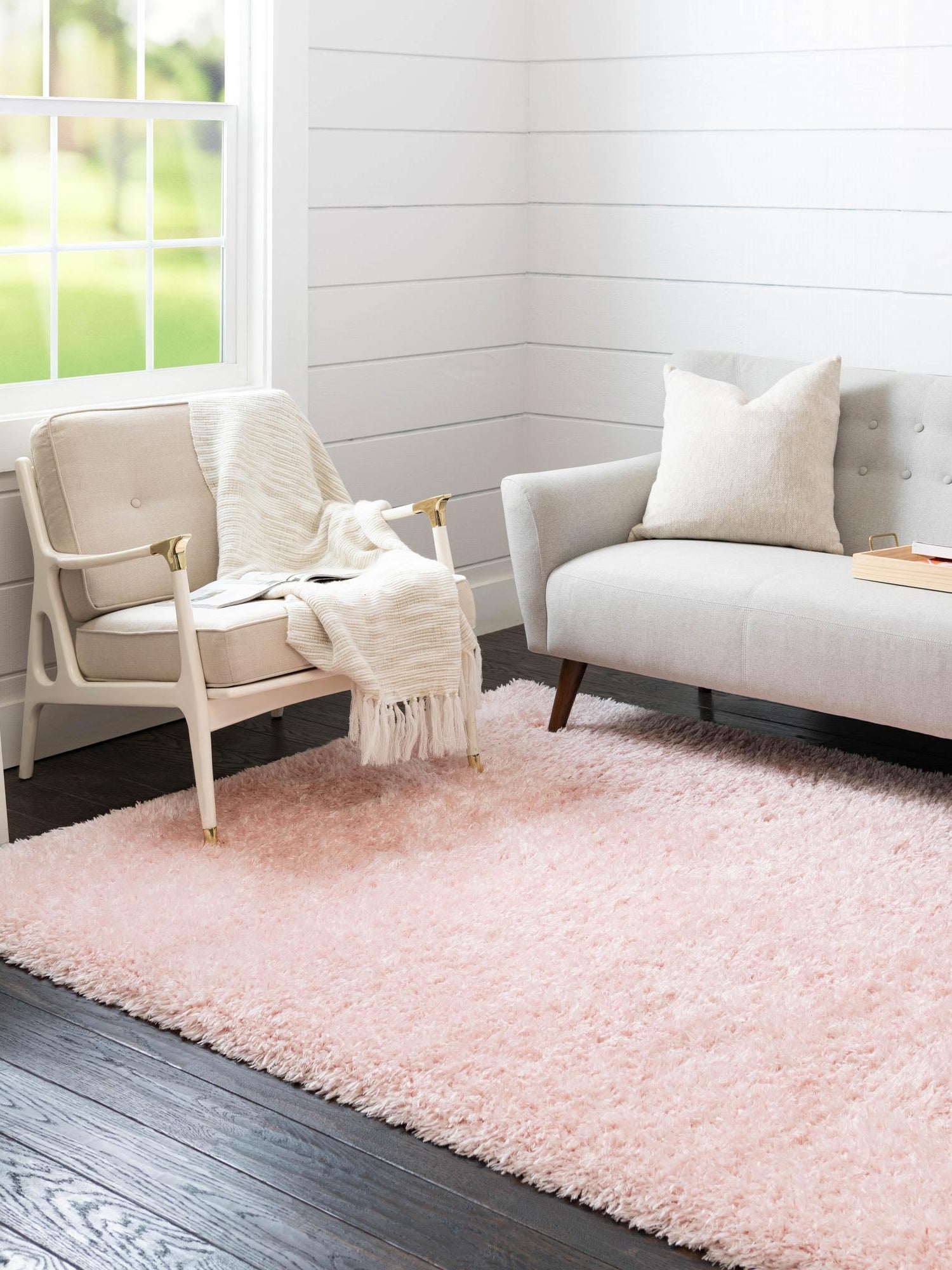 Pink Lace 6' 1 x 9' Infinity Shag Rectangle Area Rug Thick Soft Touch Fluffy & Plush Shaggy Pile 100% Polypropylene With Jute Backing Solid Color Minimalist Carpet for Sale at Rug Engine