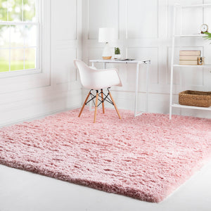 Pink Lace 8' x 8' Infinity Shag Square Area Rug Thick Soft Touch Fluffy & Plush Shaggy Pile 100% Polypropylene With Jute Backing Solid Color Minimalist Carpet for Sale at Rug Engine