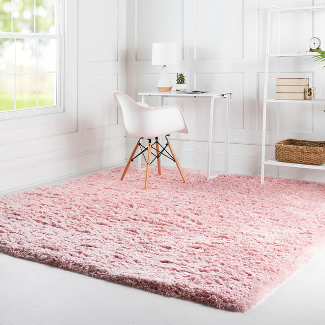 Pink Lace 8' x 8' Infinity Shag Square Area Rug Thick Soft Touch Fluffy & Plush Shaggy Pile 100% Polypropylene With Jute Backing Solid Color Minimalist Carpet for Sale at Rug Engine