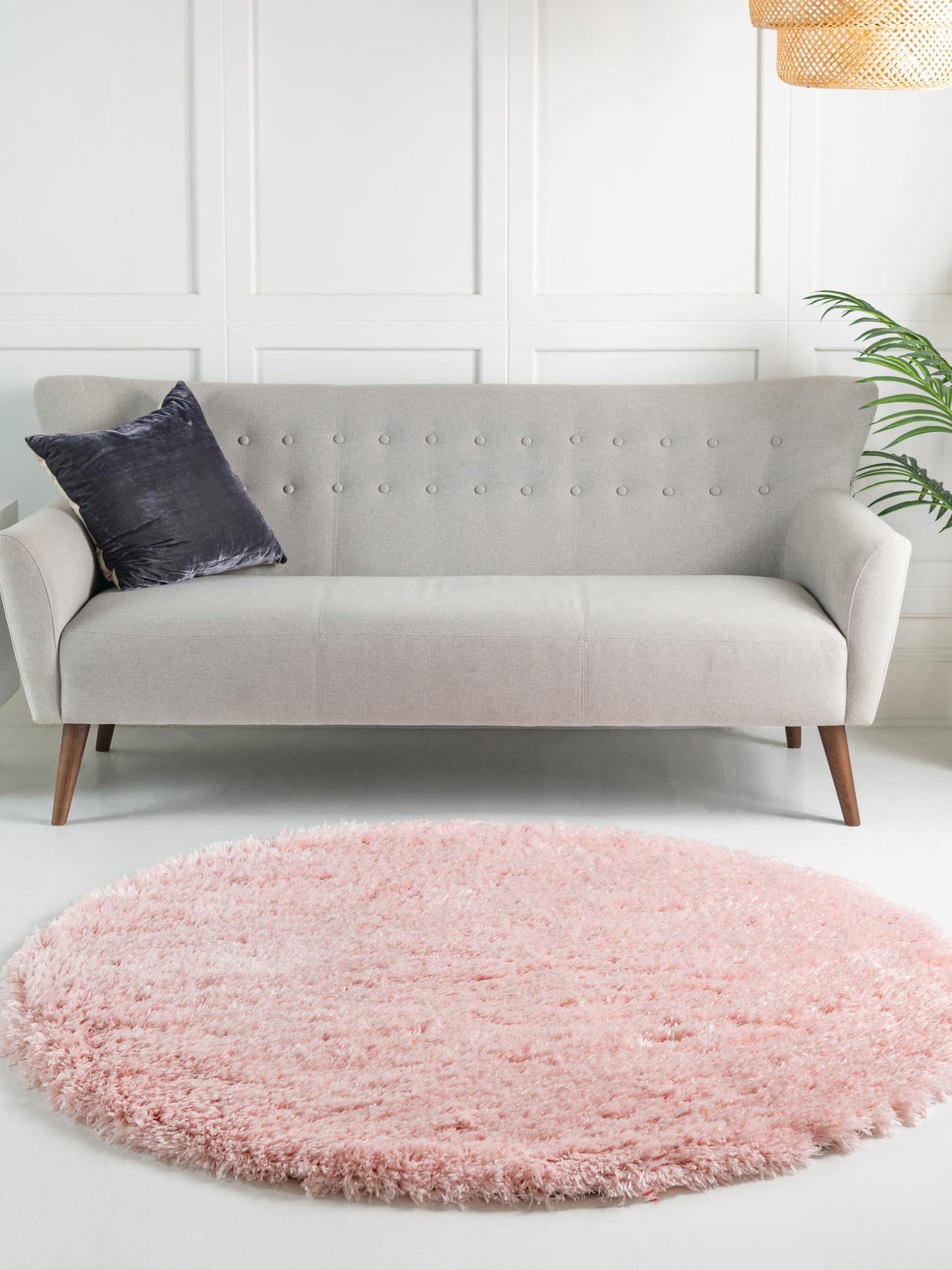 Pink Lace 8' x 8' Infinity Shag Round Area Rug Thick Soft Touch Fluffy & Plush Shaggy Pile 100% Polypropylene With Jute Backing Solid Color Minimalist Carpet for Sale at Rug Engine