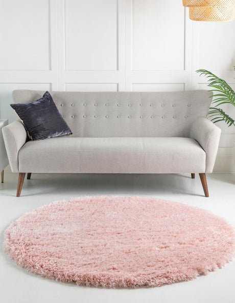 Pink Lace 6' 7 x 6' 7 Infinity Shag Round Area Rug Thick Soft Touch Fluffy & Plush Shaggy Pile 100% Polypropylene With Jute Backing Solid Color Minimalist Carpet for Sale at Rug Engine