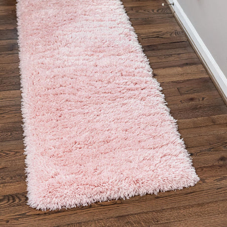 Pink Lace 2' 7 x 10' Infinity Shag Runner Area Rug Thick Soft Touch Fluffy & Plush Shaggy Pile 100% Polypropylene With Jute Backing Solid Color Minimalist Carpet for Sale at Rug Engine