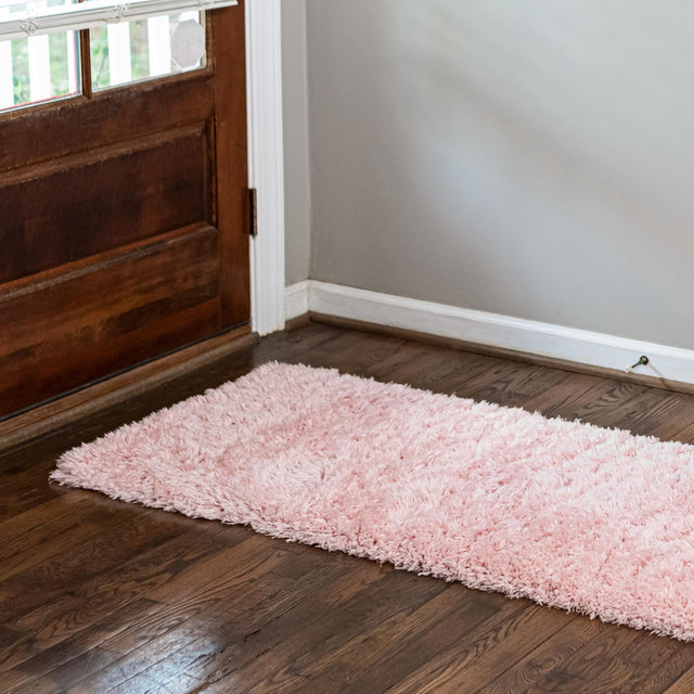 Pink Lace 2' 7 x 10' Infinity Shag Runner Area Rug Thick Soft Touch Fluffy & Plush Shaggy Pile 100% Polypropylene With Jute Backing Solid Color Minimalist Carpet for Sale at Rug Engine