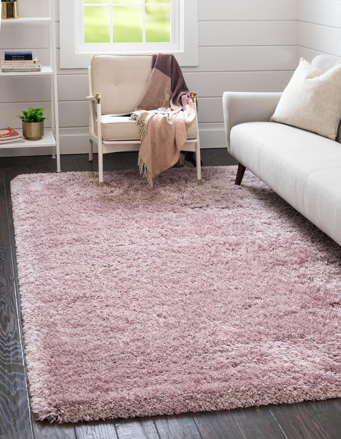 Lavender 7' 1 x 10' Infinity Shag Rectangle Area Rug Thick Soft Touch Fluffy & Plush Shaggy Pile 100% Polypropylene With Jute Backing Solid Color Minimalist Carpet for Sale at Rug Engine