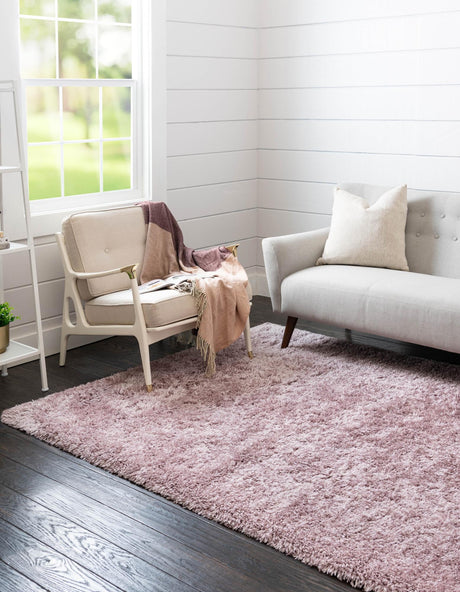 Lavender 3' 3 x 5' 3 Infinity Shag Rectangle Area Rug Thick Soft Touch Fluffy & Plush Shaggy Pile 100% Polypropylene With Jute Backing Solid Color Minimalist Carpet for Sale at Rug Engine