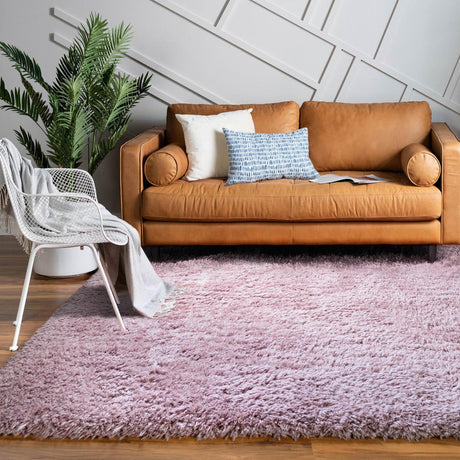 Lavender 8' x 8' Infinity Shag Square Area Rug Thick Soft Touch Fluffy & Plush Shaggy Pile 100% Polypropylene With Jute Backing Solid Color Minimalist Carpet for Sale at Rug Engine
