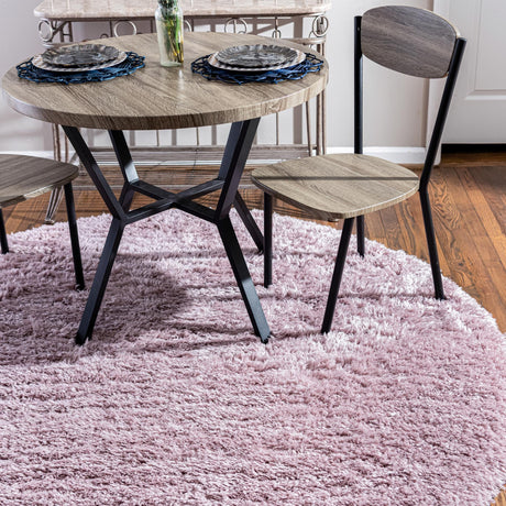 Lavender 6' 7 x 6' 7 Infinity Shag Round Area Rug Thick Soft Touch Fluffy & Plush Shaggy Pile 100% Polypropylene With Jute Backing Solid Color Minimalist Carpet for Sale at Rug Engine