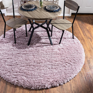 Lavender 5' 1 x 5' 1 Infinity Shag Round Area Rug Thick Soft Touch Fluffy & Plush Shaggy Pile 100% Polypropylene With Jute Backing Solid Color Minimalist Carpet for Sale at Rug Engine