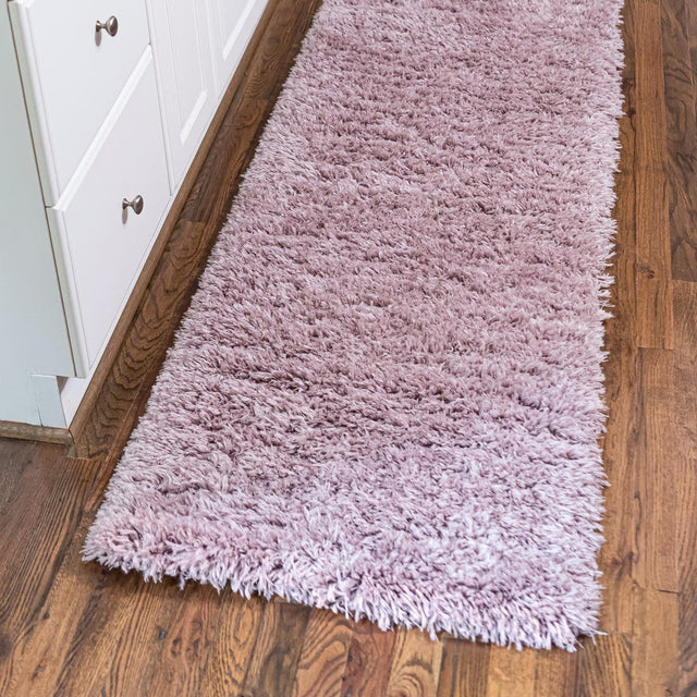 Lavender 2' 7 x 10' Infinity Shag Runner Area Rug Thick Soft Touch Fluffy & Plush Shaggy Pile 100% Polypropylene With Jute Backing Solid Color Minimalist Carpet for Sale at Rug Engine