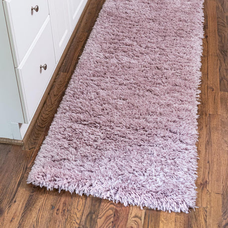 Lavender 2' 7 x 13' 1 Infinity Shag Runner Area Rug Thick Soft Touch Fluffy & Plush Shaggy Pile 100% Polypropylene With Jute Backing Solid Color Minimalist Carpet for Sale at Rug Engine