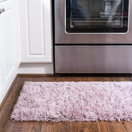 Lavender 2' x 6' 5 Infinity Shag Runner Area Rug Thick Soft Touch Fluffy & Plush Shaggy Pile 100% Polypropylene With Jute Backing Solid Color Minimalist Carpet for Sale at Rug Engine