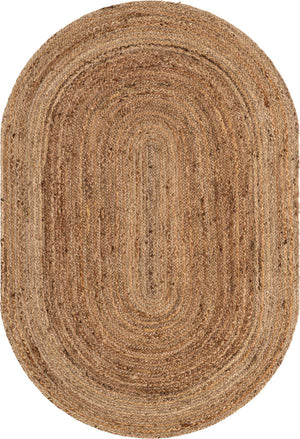 Natural 4' 1 x 6' 1 Braided Jute Oval Rug