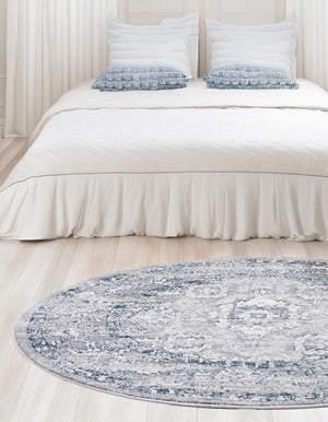 Gray 5' 1 x 5' 1 Sumter Round Area Rug Contemporary Durable Easy Clean Carpet for Bedrooms, Living Areas, Dining, Office, Dorms for Sale at Rug Engine