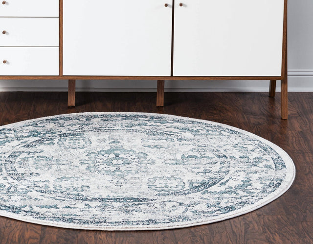 Ivory 5' 1 x 5' 1 Sumter Round Area Rug Contemporary Durable Easy Clean Carpet for Bedrooms, Living Areas, Dining, Office, Dorms for Sale at Rug Engine