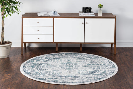 Ivory 5' 1 x 5' 1 Sumter Round Area Rug Contemporary Durable Easy Clean Carpet for Bedrooms, Living Areas, Dining, Office, Dorms for Sale at Rug Engine