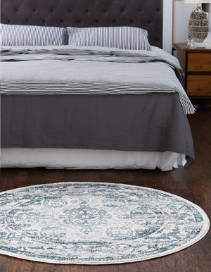 Ivory 5' 1 x 5' 1 Sumter Round Area Rug Contemporary Durable Easy Clean Carpet for Bedrooms, Living Areas, Dining, Office, Dorms for Sale at Rug Engine