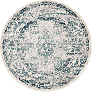 Ivory 5' 1 x 5' 1 Sumter Round Area Rug Contemporary Durable Easy Clean Carpet for Bedrooms, Living Areas, Dining, Office, Dorms for Sale at Rug Engine