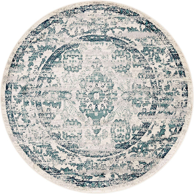 Ivory 5' 1 x 5' 1 Sumter Round Area Rug Contemporary Durable Easy Clean Carpet for Bedrooms, Living Areas, Dining, Office, Dorms for Sale at Rug Engine