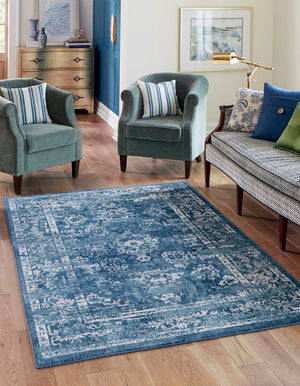 Navy Blue 8' x 10' Sumter Rectangle Area Rug Contemporary Durable Easy Clean Carpet for Bedrooms, Living Areas, Dining, Office, Dorms for Sale at Rug Engine