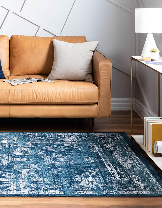 Navy Blue 8' x 10' Sumter Rectangle Area Rug Contemporary Durable Easy Clean Carpet for Bedrooms, Living Areas, Dining, Office, Dorms for Sale at Rug Engine