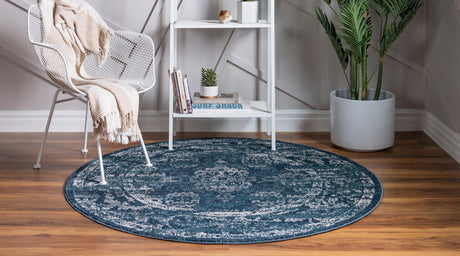 Navy Blue 5' 1 x 5' 1 Sumter Round Area Rug Contemporary Durable Easy Clean Carpet for Bedrooms, Living Areas, Dining, Office, Dorms for Sale at Rug Engine