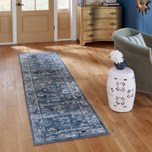 Navy Blue 2' 7 x 10' Sumter Runner Area Rug Contemporary Durable Easy Clean Carpet for Bedrooms, Living Areas, Dining, Office, Dorms for Sale at Rug Engine
