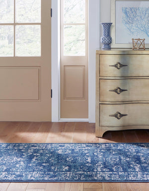 Navy Blue 2' 7 x 10' Sumter Runner Area Rug Contemporary Durable Easy Clean Carpet for Bedrooms, Living Areas, Dining, Office, Dorms for Sale at Rug Engine