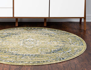 Green 5' 1 x 5' 1 Sumter Round Area Rug Contemporary Durable Easy Clean Carpet for Bedrooms, Living Areas, Dining, Office, Dorms for Sale at Rug Engine