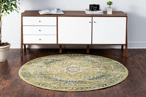Green 5' 1 x 5' 1 Sumter Round Area Rug Contemporary Durable Easy Clean Carpet for Bedrooms, Living Areas, Dining, Office, Dorms for Sale at Rug Engine