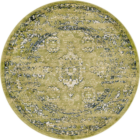 Green 5' 1 x 5' 1 Sumter Round Area Rug Contemporary Durable Easy Clean Carpet for Bedrooms, Living Areas, Dining, Office, Dorms for Sale at Rug Engine