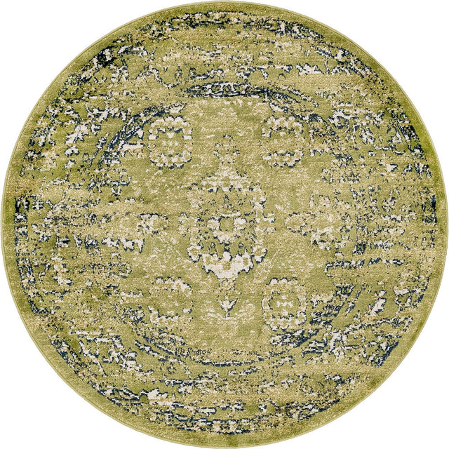 Green 5' 1 x 5' 1 Sumter Round Area Rug Contemporary Durable Easy Clean Carpet for Bedrooms, Living Areas, Dining, Office, Dorms for Sale at Rug Engine