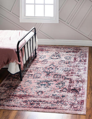 Pink 5' 1 x 8' Sumter Rectangle Area Rug Contemporary Durable Easy Clean Carpet for Bedrooms, Living Areas, Dining, Office, Dorms for Sale at Rug Engine