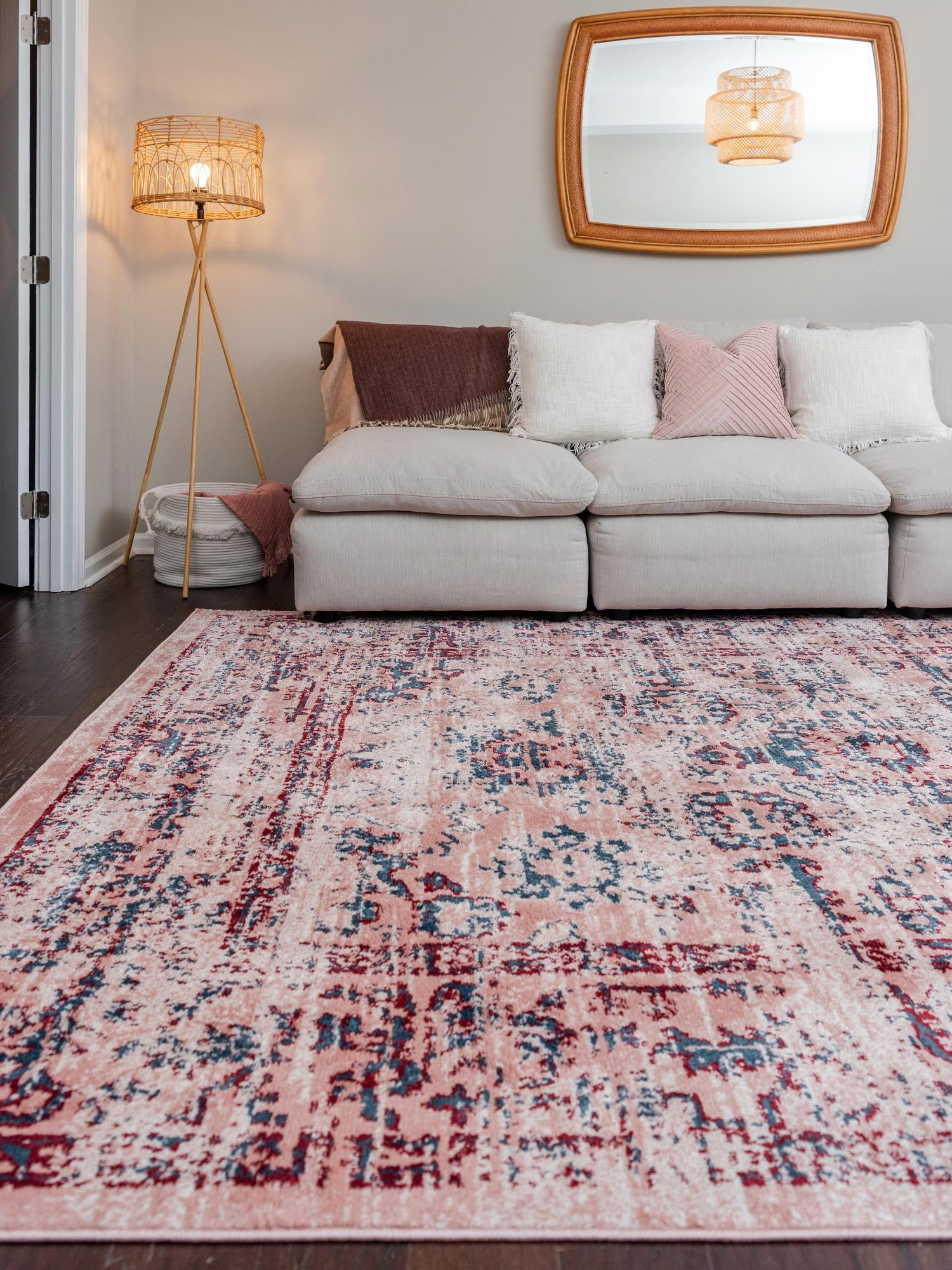 Pink 4' 1 x 6' 1 Sumter Rectangle Area Rug Contemporary Durable Easy Clean Carpet for Bedrooms, Living Areas, Dining, Office, Dorms for Sale at Rug Engine