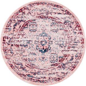 Pink 5' 1 x 5' 1 Sumter Round Area Rug Contemporary Durable Easy Clean Carpet for Bedrooms, Living Areas, Dining, Office, Dorms for Sale at Rug Engine
