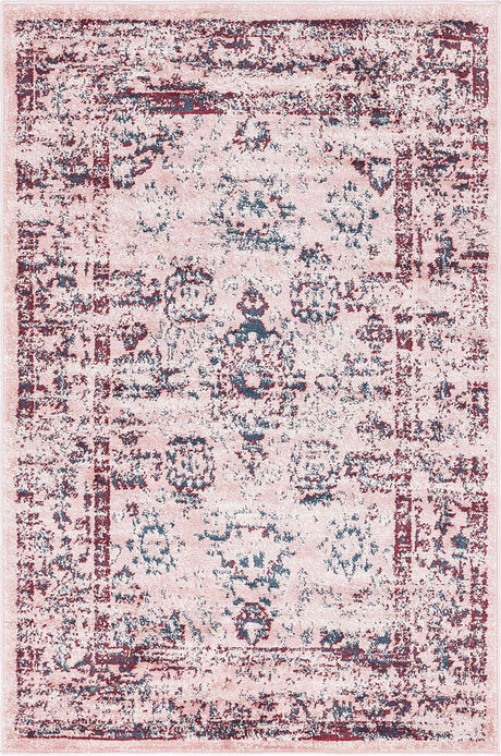 Pink 4' 1 x 6' 1 Sumter Rectangle Area Rug Contemporary Durable Easy Clean Carpet for Bedrooms, Living Areas, Dining, Office, Dorms for Sale at Rug Engine