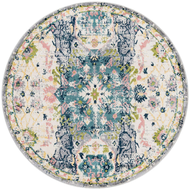 Ivory 5' 1 x 5' 1 Sumter Round Area Rug Contemporary Durable Easy Clean Carpet for Bedrooms, Living Areas, Dining, Office, Dorms for Sale at Rug Engine